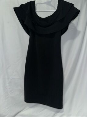 Moda Black One-Shoulder Ruffle Sheath Dress